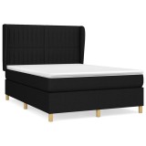 Cumpara ieftin Pat box spring cu saltea, negru, 140x200 cm, textil