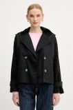 Sisley jachetă de bumbac culoarea negru, de tranzitie, oversize, 227YLN05Q