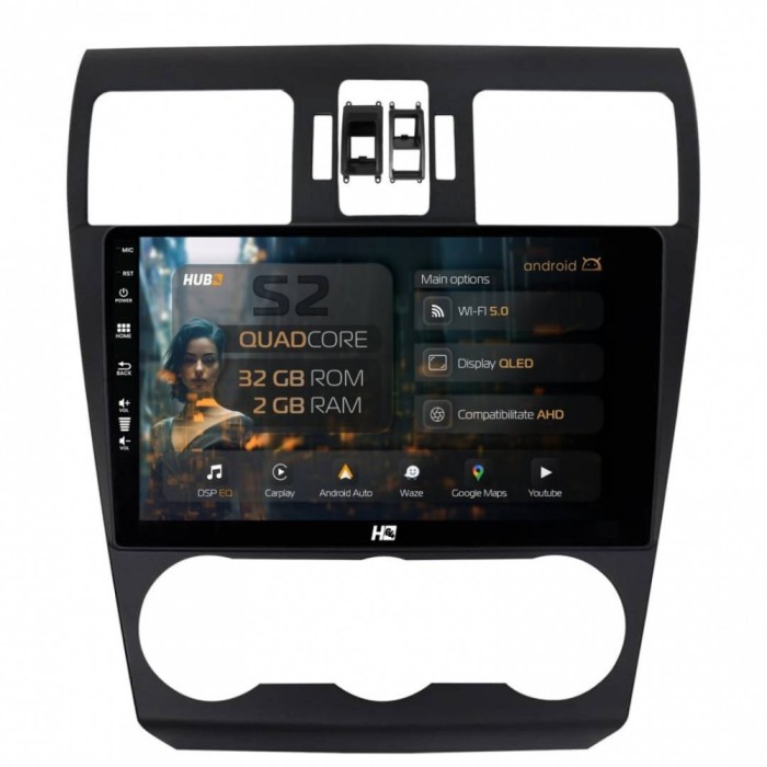 Navigatie Subaru Forester (2012-2018) 2GB RAM Android 13 GPS Wi-FI Carplay Android Auto USB Bluetooth Radio Waze Touchscreen 9 inch