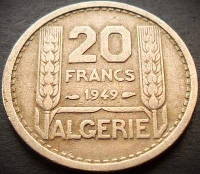 Moneda exotica 20 FRANCI - ALGERIA, anul 1949 * cod 3808 A = COLONIE FRANCEZA foto