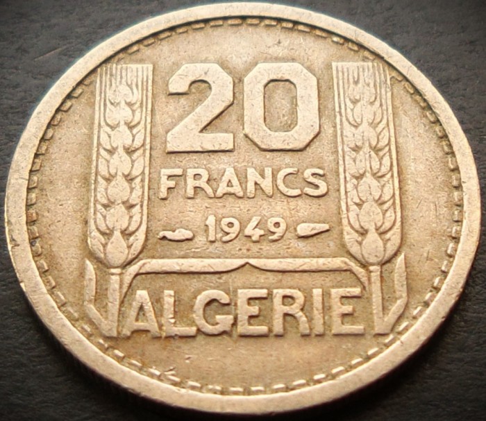 Moneda exotica 20 FRANCI - ALGERIA, anul 1949 * cod 3808 A = COLONIE FRANCEZA