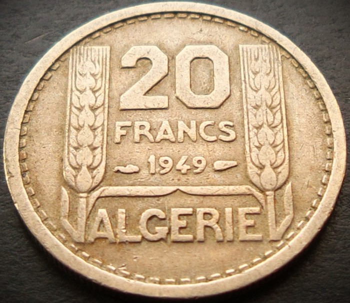 Moneda exotica 20 FRANCI - ALGERIA, anul 1949 * cod 3808 A = COLONIE FRANCEZA