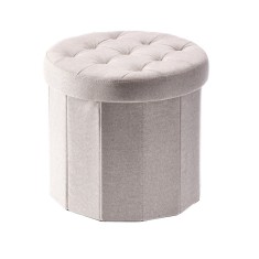 Taburet pliabil cu spatiu depozitare textil crem Alma 38 x 36 cm