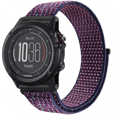 Curea ceas Smartwatch Garmin Fenix 7X / 6X / 5X Plus / 5X / 3 HR / 3, 26 mm iUni Soft Nylon Sport, Midnight Purple foto