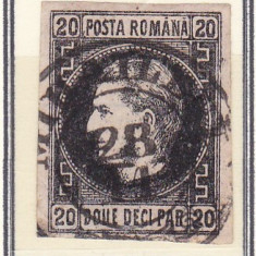 ROMANIA 1866/67 LP 20 c CAROL FAVORITI 20 PAR HARTIE SUBTIRE STAMPILA MIHAILENI