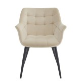 Cumpara ieftin Scaun dining textil bej metal negru 63x62x80 cm