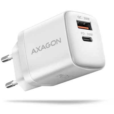 Incarcator retea PD 3.0 QC4+ 1x USB-C + 1x USB-A 30W alb AXAGON ACU-PQ30W foto