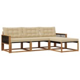 vidaXL Set de canapele de exterior cu pernă 4 pcs Natural și Bej 3381345