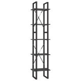 Cumpara ieftin Biblioteca cu 5 rafturi, gri, 40x30x175 cm, lemn masiv de pin