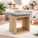 Taburet pentru masuta de toaleta cu sezut confortabil, 30x30x42 cm, stejar