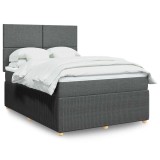 VidaXL Pat box spring cu saltea, gri &icirc;nchis, 140x190 cm, textil 3294345