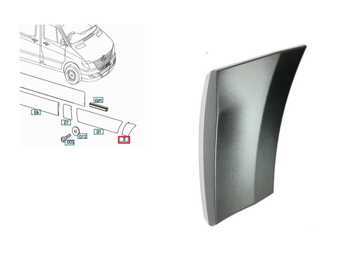 Bandou aripa Mercedes Sprinter 209-524, 07.2006-10.2013, Vw Crafter (2e), 12.2005-04.2017, Fata, partea Dreapta, Aftermarket