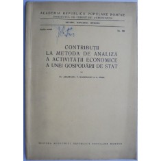 Contributii la metoda de analiza a activitatii economice a unei gospodarii de stat &ndash; Al. Anastasiu, V. Baghinschi, M. Sarbu