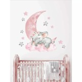 Cumpara ieftin Sticker Perete Autocolant Elefant pe Luna 60x67cm