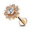 Piercing pentru bărbie, buză sau ureche - floare cu un zircon &icirc;n centru, 6 mm - Culoare zirconiu piercing: Argintiu &ndash; transparent