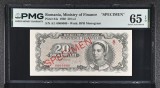 20 lei 1950 Specimen PMG65 unc bancnota gradata