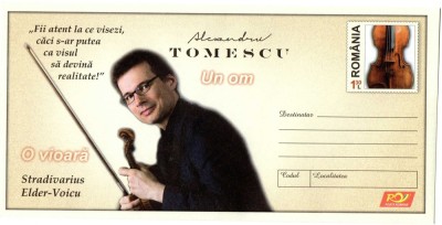 Romania 2016 Alex. Tomescu, O vioara Stradivarius Elder-Voicu, intreg postal foto