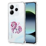 Husa antisoc pentru xiaomi redmi note 14 4g, airbag, pink unicorn, clear
