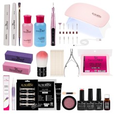 Kit Unghii False cu Tipsuri Soak Off Expert Nails + Freza &amp;amp; Lampa UV LED