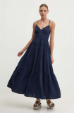 Abercrombie &amp; Fitch rochie culoarea albastru marin, maxi, evazati