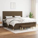Cumpara ieftin Pat box spring cu saltea, maro &icirc;nchis, 200x200 cm, textil