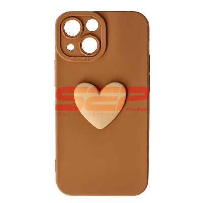 Toc silicon 3D Cartoon Apple iPhone 13 Mini Brown Heart foto