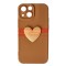 Toc silicon 3D Cartoon Apple iPhone 13 Mini Brown Heart