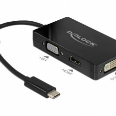 Adaptor USB-C la VGA / HDMI / DVI T-M Negru, Delock 63925