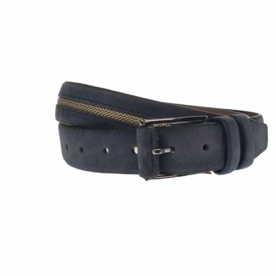 Curea barbati, casual-eleganta, din piele ecologica, latime 3.5 cm, bleumarin - NB008 foto