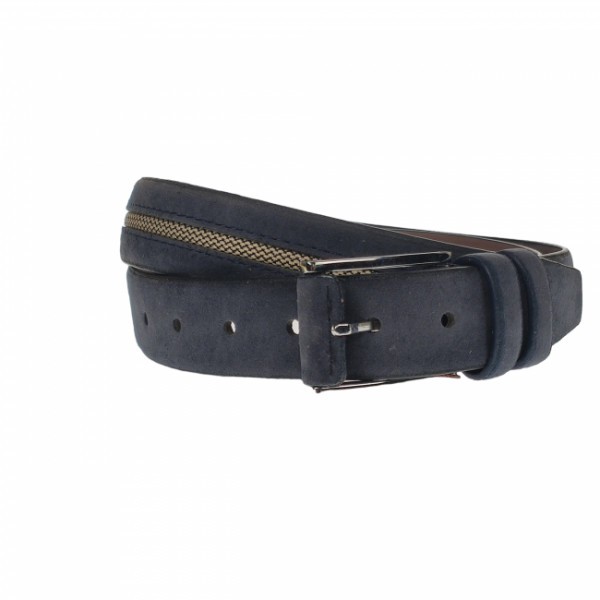 Curea barbati, casual-eleganta, din piele ecologica, latime 3.5 cm, bleumarin - NB008