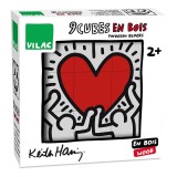 Puzzle 9 cuburi lemn, Keith Haring, Vilac