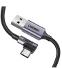 CABLU alimentare si date Ugreen, &quot;US284&quot;, Fast Charging Data Cable pt. smartphone, USB la USB Type-C 3A Angled 90&Acirc;&deg;, braided, 3m, negru &quot;70255&quot; (timbr