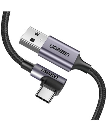 CABLU alimentare si date Ugreen, &amp;quot;US284&amp;quot;, Fast Charging Data Cable pt. smartphone, USB la USB Type-C 3A Angled 90&amp;Acirc;&amp;deg;, braided, 3m, negru &amp;quot;70255&amp;quot; (timbr foto