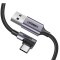 CABLU alimentare si date Ugreen, &quot;US284&quot;, Fast Charging Data Cable pt. smartphone, USB la USB Type-C 3A Angled 90&Acirc;&deg;, braided, 3m, negru &quot;70255&quot; (timbr