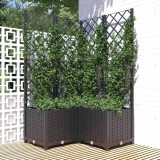 vidaXL Jardinieră de grădină cu spalier negru, 80x80x136 cm, PP 318275