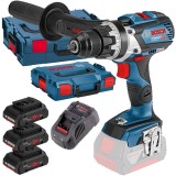Bosch GSR 18V-110 C + 0615990L1R - Masina de gaurit si insurubat 110 Nm valiza speciala + Set 3 acumulatori si incarcator Li-Ion 18 V 4 Ah valiza spec