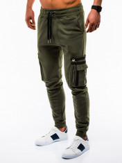 Pantaloni barbati de trening verde slim fit sport street model nou P732 foto