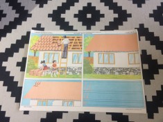 plansa scolara scoala sa punem tigla pe acoperis rsr ed. didactica si pedagogica foto