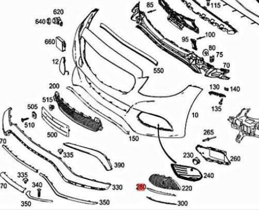 Bandou grila bara protectie fata MERCEDES Clasa C (W205), 01.2014-, fata, partea dreapta, cromat; superior