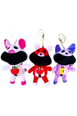 Creaturi: CatNap, Piggy și Bobby, set de 3 figurine breloc: roz, roșu și violet, 20 cm foto