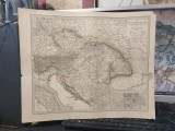 Der Osterreichische Kaiserstaat, Gotha, Justus Perthes, Hartă 1868, gravură color, Imperiul Austriac, Transilvania, Banat, Bucovina, Rom&acirc;nia, Dobrogea