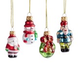 Set 4 ornamente brad Craciun sticla multicolora 5,2x4x6,5h
