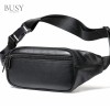 Borseta unisex, BUSY LDY&amp;GTM&reg; Aspen, piele naturala, de brau, negra