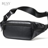 Borseta unisex, BUSY LDY&amp;GTM&reg; Aspen, piele naturala, de brau, negra