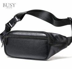 Borseta unisex, BUSY LDY&amp;GTM&reg; Aspen, piele naturala, de brau, negra