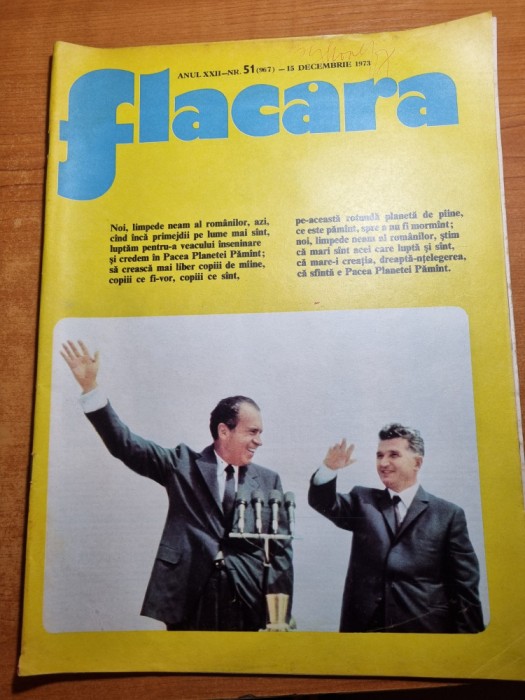 flacara 15 decembrie 1973-vizita lui ceausescu in SUA,intalnirea cu nixon