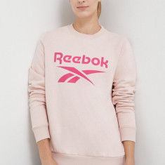 Reebok bluza femei, culoarea roz, cu imprimeu