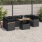 Gossi set canapele gradina perne 7 piese negru, poliratan/lemn acacia