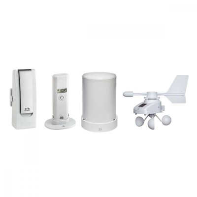 Sistem meteo SmartHome cu masurare temperatura, umiditate, precipitatii si viteza vant, data logger cu comunicare cu smartphone WEATHERHUB, TFA 31.400 foto
