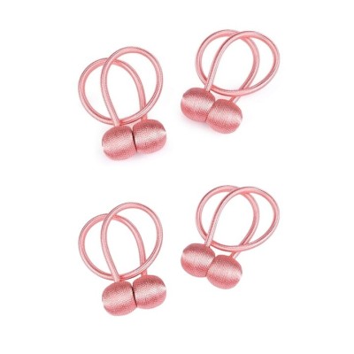 Set 4 magneti decorativi pentru perdele si draperii, tip snur, poliester, 44 cm - Roz foto